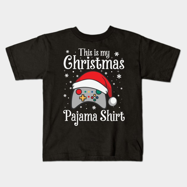 This Is My Christmas Pajama Santa Hat Gamer Video Game Kids T-Shirt by DragonTees